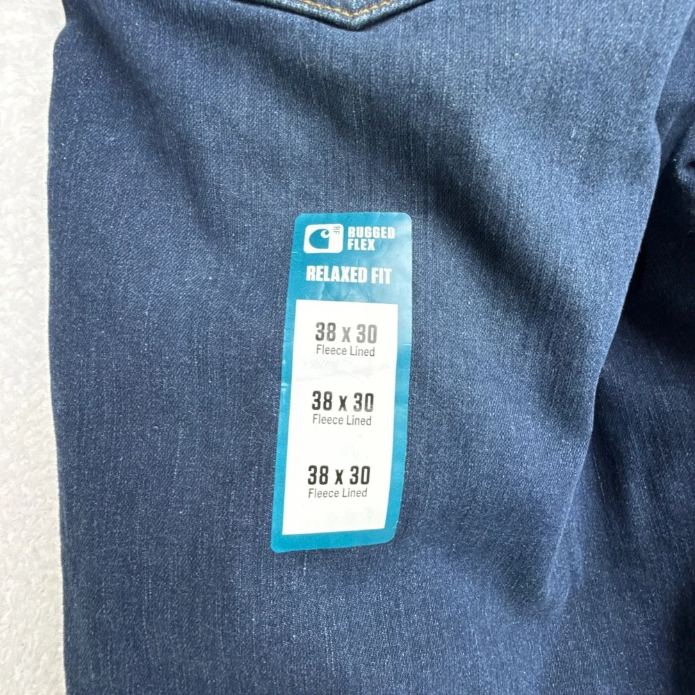 Carhartt Rugged Flex Relaxed Fit Fleece Lined Jeans Mens 38x30 BD4939-M‎ Blue